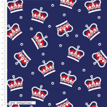100% cotton from the Happy & Glorious range by Craft Cotton Co' - Crowns. REDUCED TO CLEAR.