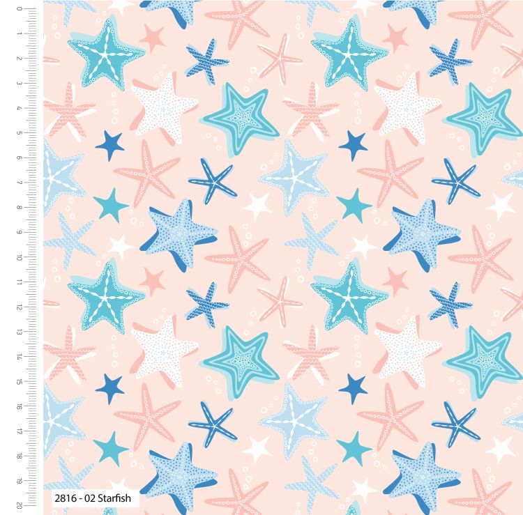 100% cotton from the By the Coast range by Craft Cotton Co' - Starfish. RED