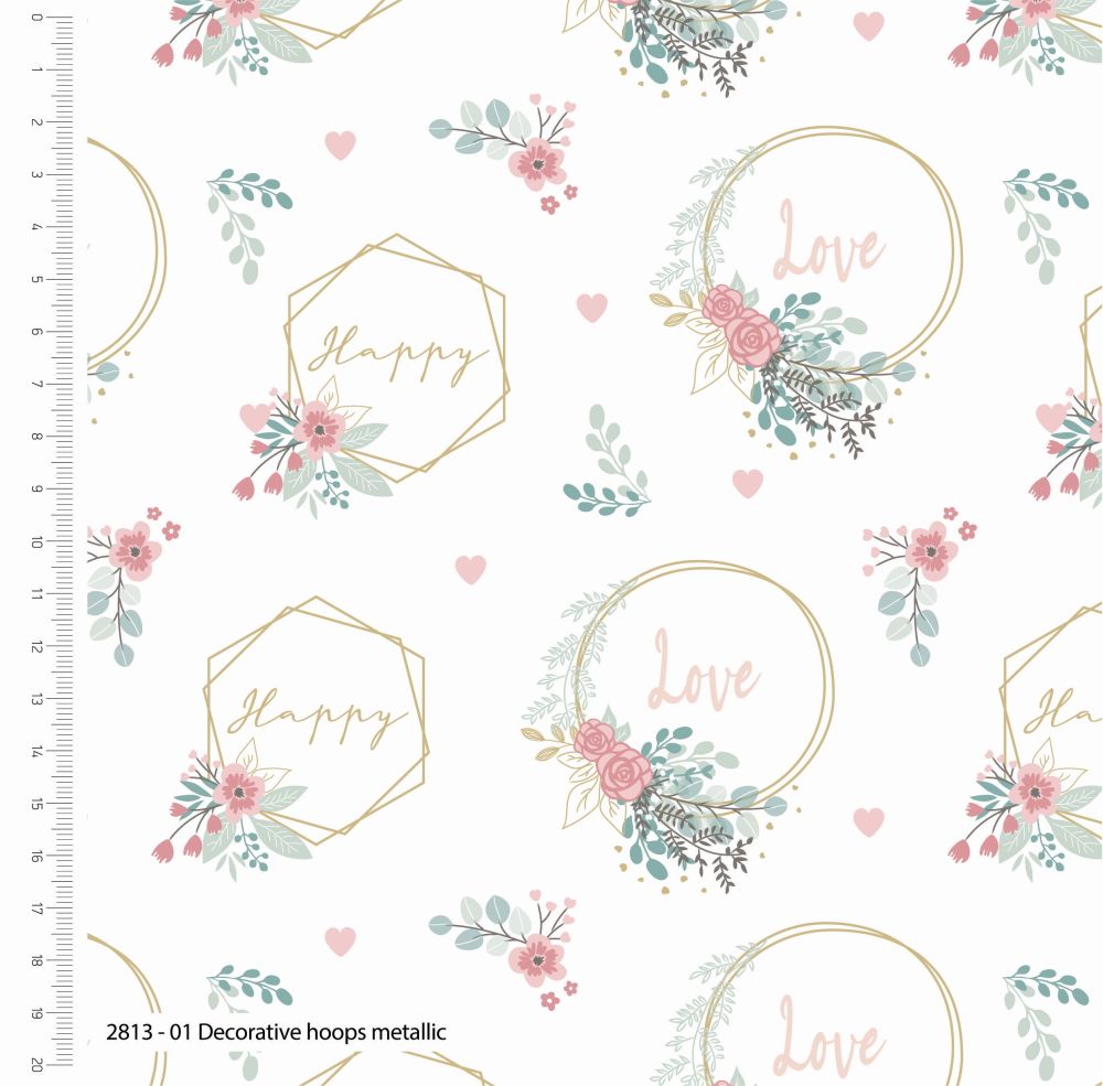 100% cotton from the Love & Romance range by Craft Cotton Co' - Dec Hoops. 