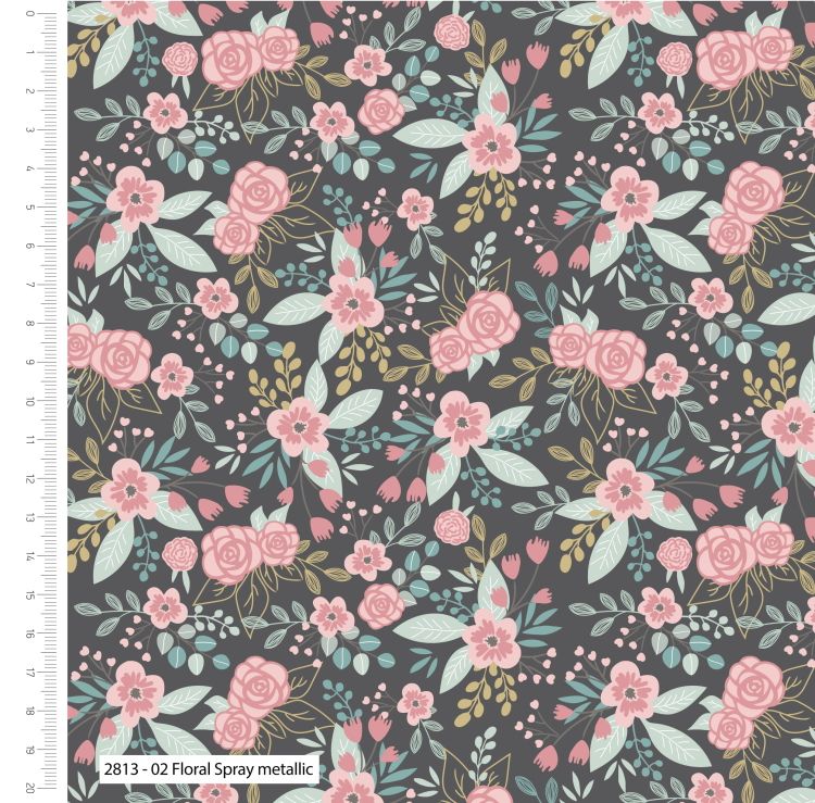 100% cotton from the Love & Romance range by Craft Cotton Co' - Floral Spra