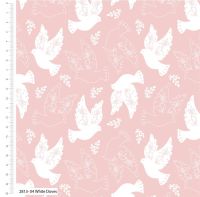 100% cotton from the Love & Romance range by Craft Cotton Co' - Doves on Pink. REDUCED TO CLEAR.