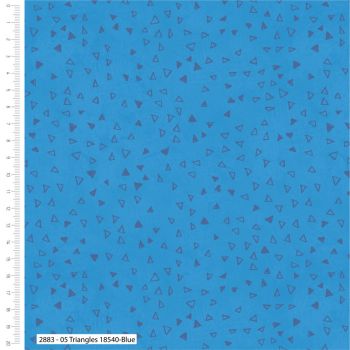 100% cotton from the Jurassic Blue Dino range by Craft Cotton Co' - Triangles. REDUCED TO CLEAR.