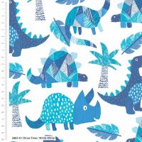 100% cotton from the Jurassic Blue Dino range by Craft Cotton Co' - Dino white. REDUCED TO CLEAR.