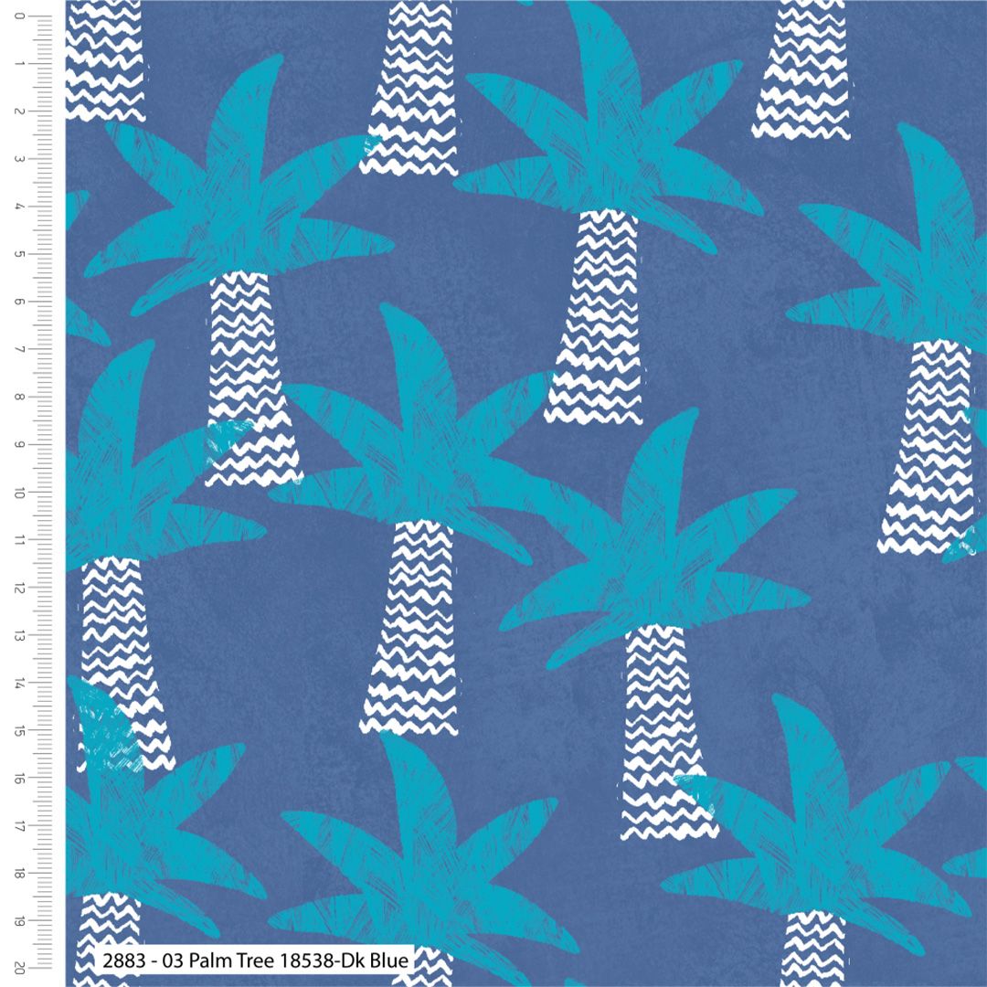 100% cotton from the Jurassic Blue Dino range by Craft Cotton Co' - Palm tr
