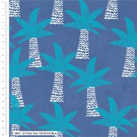 100% cotton from the Jurassic Blue Dino range by Craft Cotton Co' - Palm trees. REDUCED TO CLEAR.
