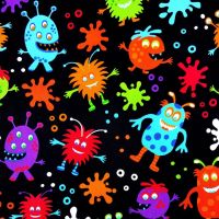 100% cotton by Craft Cotton Co' - Splodge Aliens. REDUCED TO CLEAR.