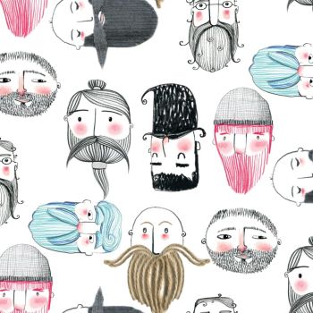 100% cotton by Craft Cotton Co' - Men with Beards. REDUCED TO CLEAR.