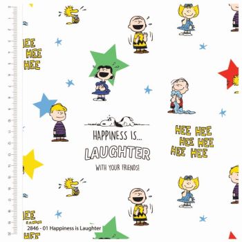 Peanuts Snoopy Happiness is Laughter by CRAFT COTTON COMPANY, 100% COTTON.