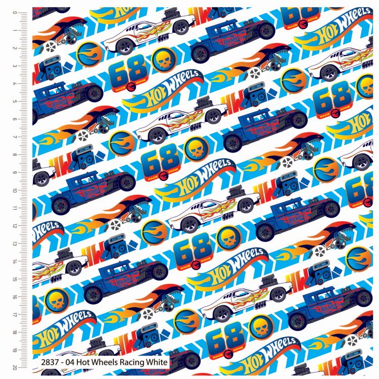Hot Wheels Racing White by CRAFT COTTON COMPANY, 100% COTTON.
