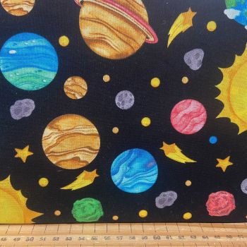 100% cotton from the Into The Galaxy range by Craft Cotton Co' - Planets. REDUCED TO CLEAR.
