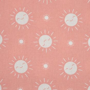 100% cotton from the Nursery Basics range by Craft Cotton Co' - White sun on blush. REDUCED TO CLEAR.