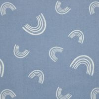 100% cotton from the Nursery Basics range by Craft Cotton Co' -  rainbow on denim. REDUCED TO CLEAR.
