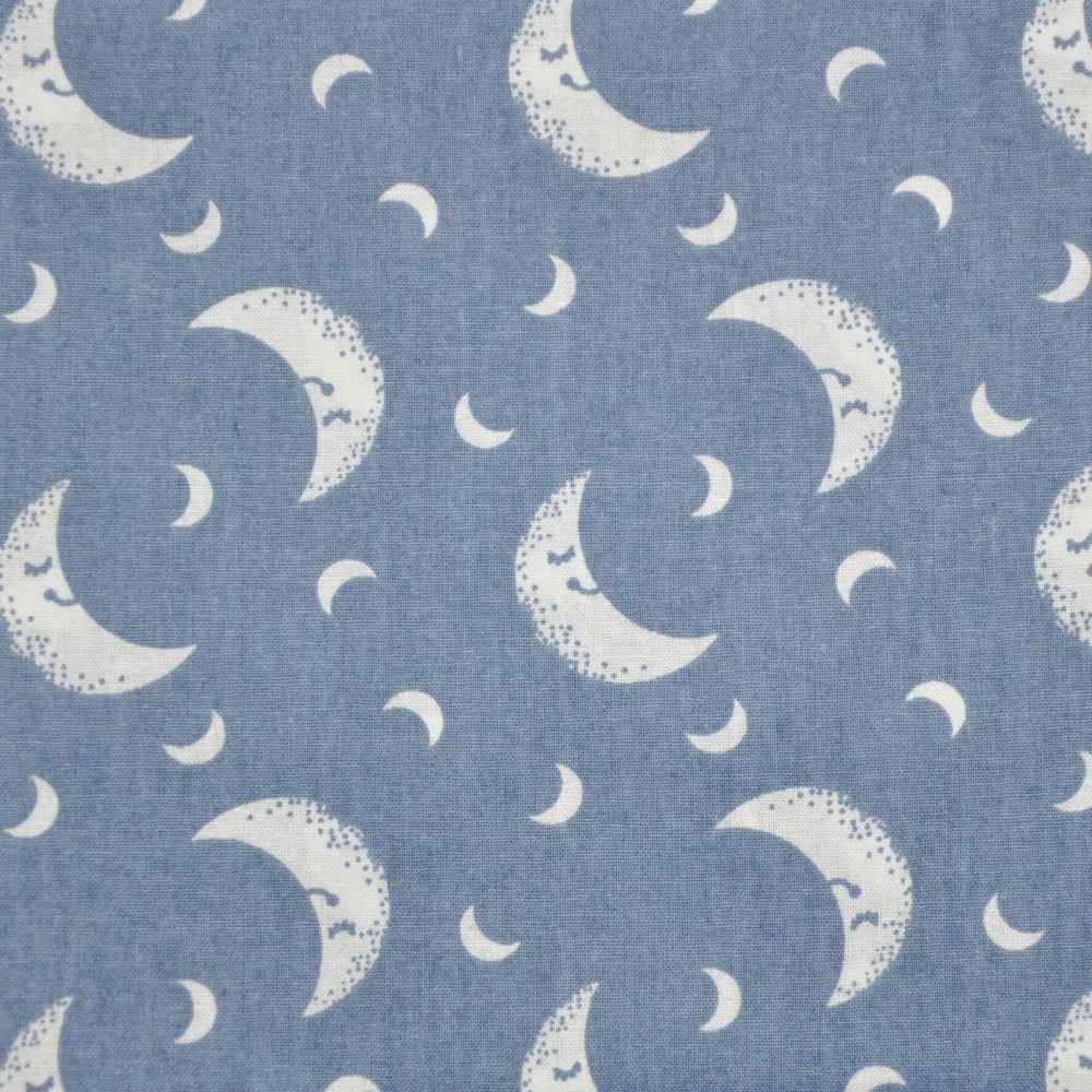 100% cotton from the Nursery Basics range by Craft Cotton Co' - White moon 