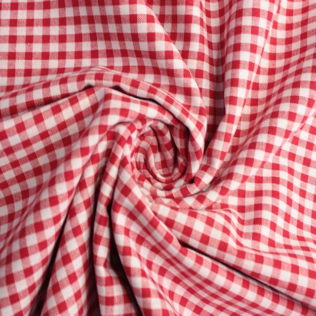 Red and white wovenn gingham 100% cotton, 59 inch wide. Oeko-Tex tested.