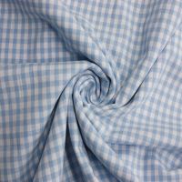 Sky blue and white woven gingham 100% cotton, 59 inch wide. Oeko-Tex tested.