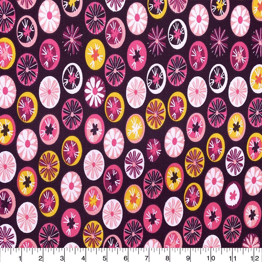 100% cotton by Craft Cotton Co -  Multi buttons in berry wine. REDUCED TO C