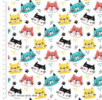 100% cotton from the Mochis Pals range by Fabric Editions -  faces. REDUCED TO CLEAR.