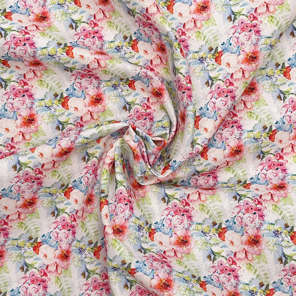 Floral design 1, 140cms wide, 100% cotton, med weight from Chatham Glyn.