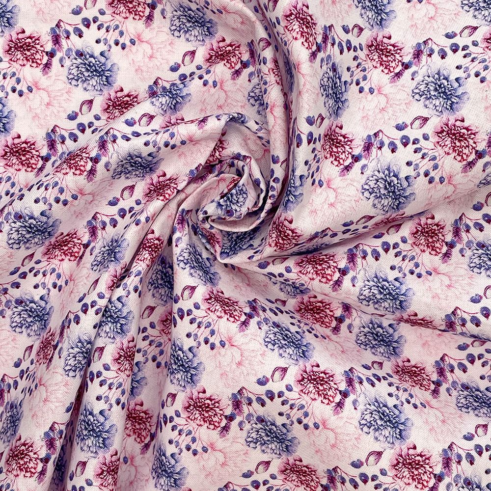 Floral design 3, 140cms wide, 100% cotton, med weight from Chatham Glyn.