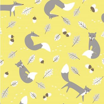 Foxy on ochre, 140cms wide, 100% cotton, med weight lifestyle cotton by Chatham Glyn.