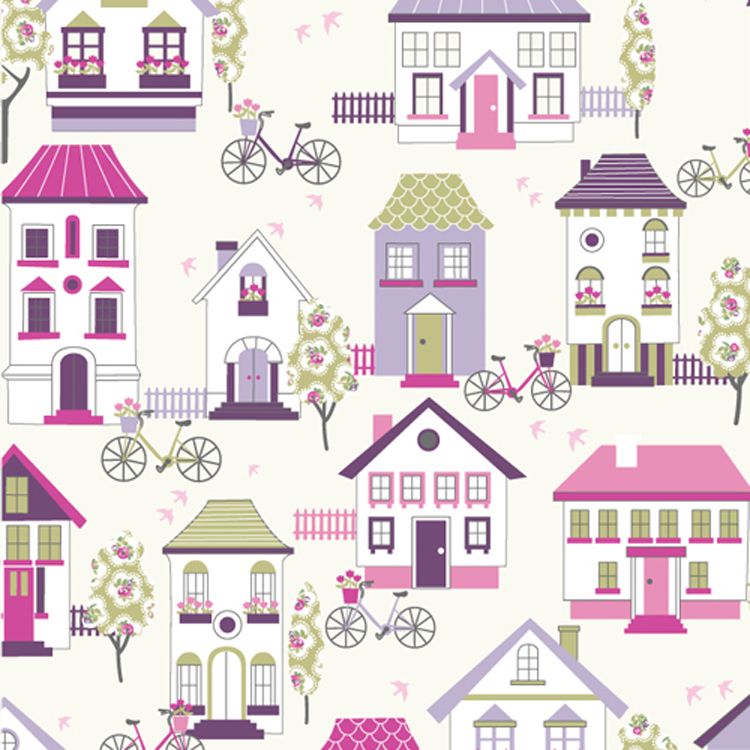 Townhouses, 140cms wide, 100% cotton, med weight lifestyle cotton by Chatha