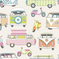 Campervans, 140cms wide, 100% cotton, med weight lifestyle cotton by Chatham Glyn.