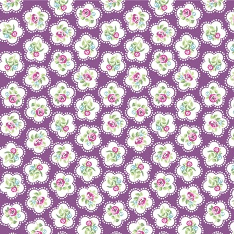 Floral on grape, 140cms wide, 100% cotton, med weight lifestyle cotton by C