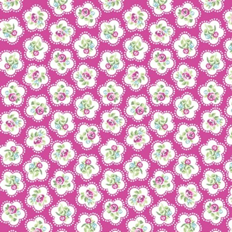 Floral on hot pink, 140cms wide, 100% cotton, med weight lifestyle cotton b