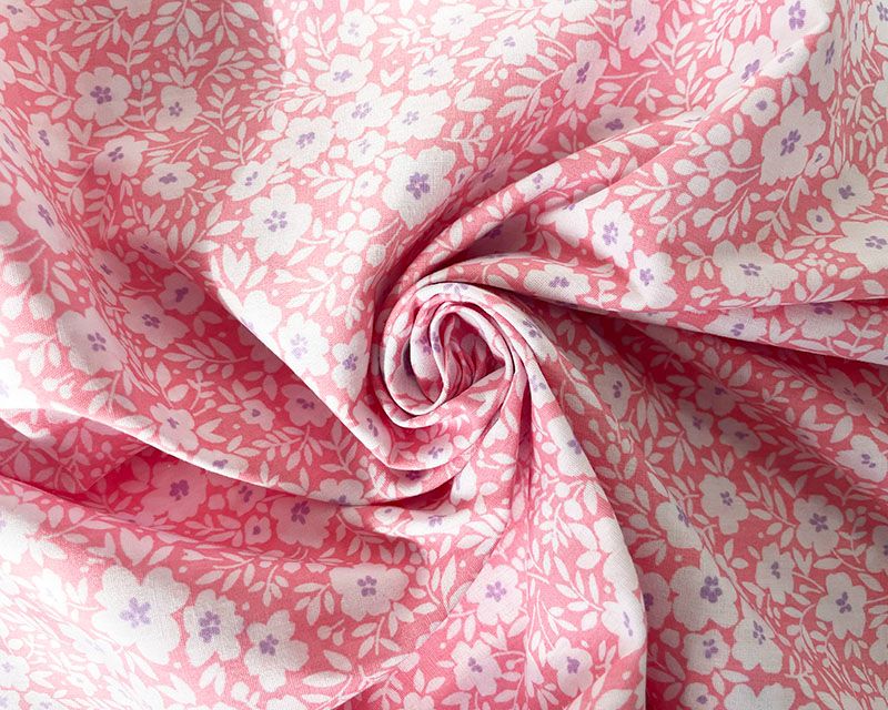 80% Cotton, 20% poly pale pink mindy floral.