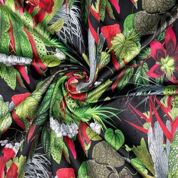 Velvet furnishing fabric for curtains and soft furnishings, 340GSM. Exotic black.