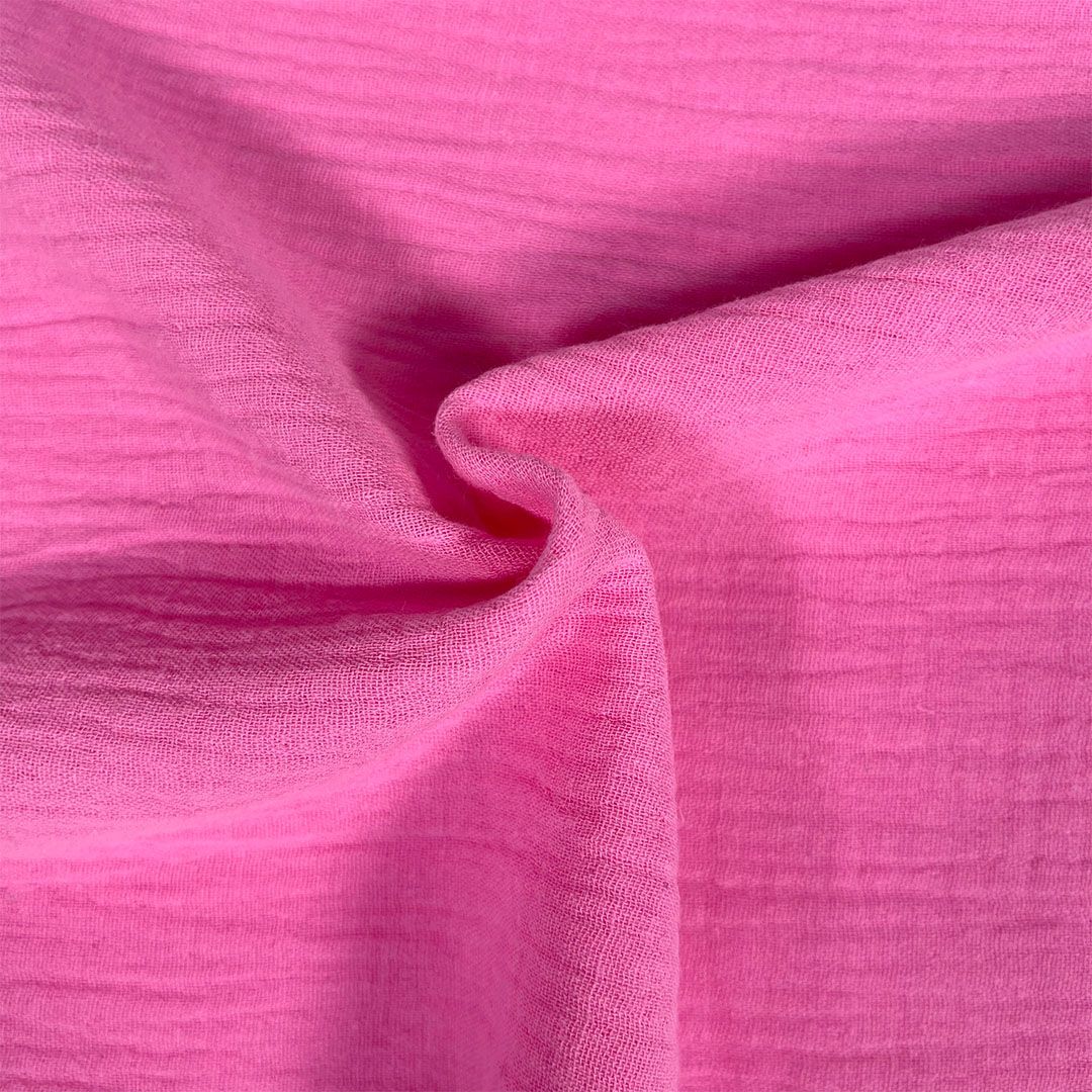 DOUBLE GAUZE 100% cotton by Craft Cotton Co'. Bright Pink.