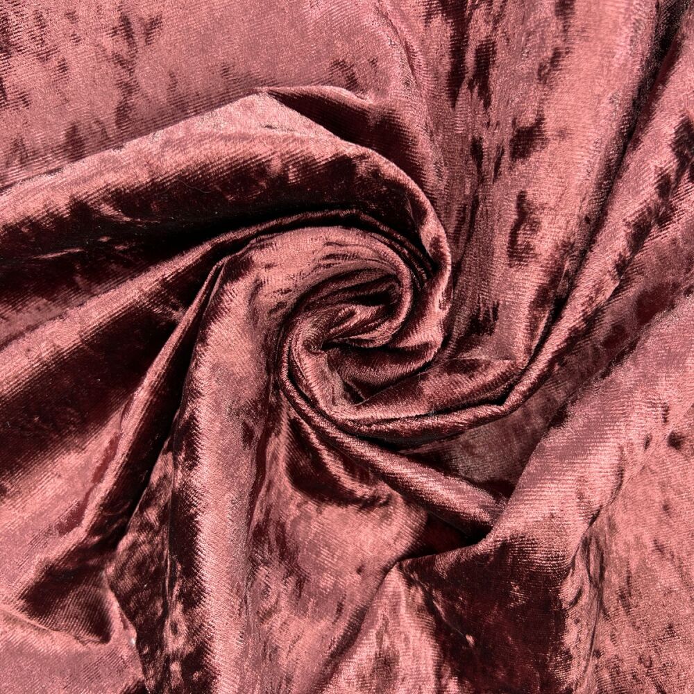 Crushed velvet furnishing fabric by Chatham Glynn in mulberry.