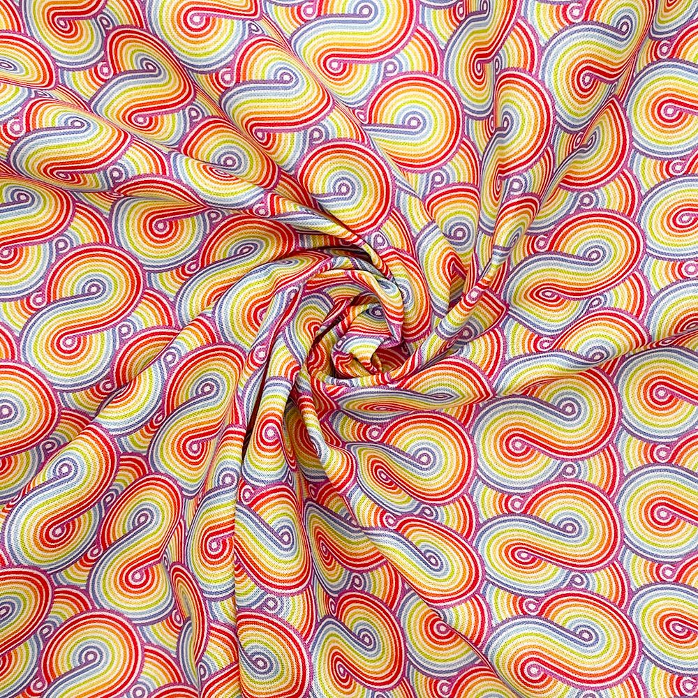 Rainbow swirl, 140cms wide, 100% cotton, med weight from Chatham Glyn. SPEC