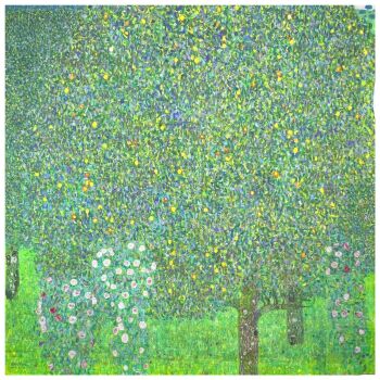 18" X 18" 100% cotton panel, Gustav Klimt Rose bushs under trees. SET OF 3