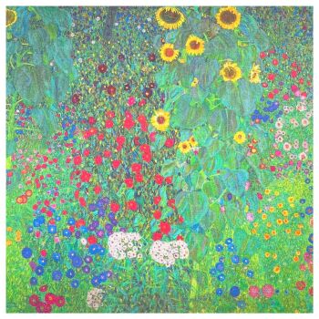 18" X 18" 100% cotton panel, Gustav Klimt Farm garden with sunflowers. SET OF 3