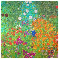 18" X 18" 100% cotton panel, Gustav Klimt Flower Garden. SET OF 3