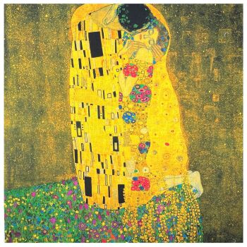 18" X 18" 100% cotton panel, Gustav Klimt The Kiss. SET OF 3