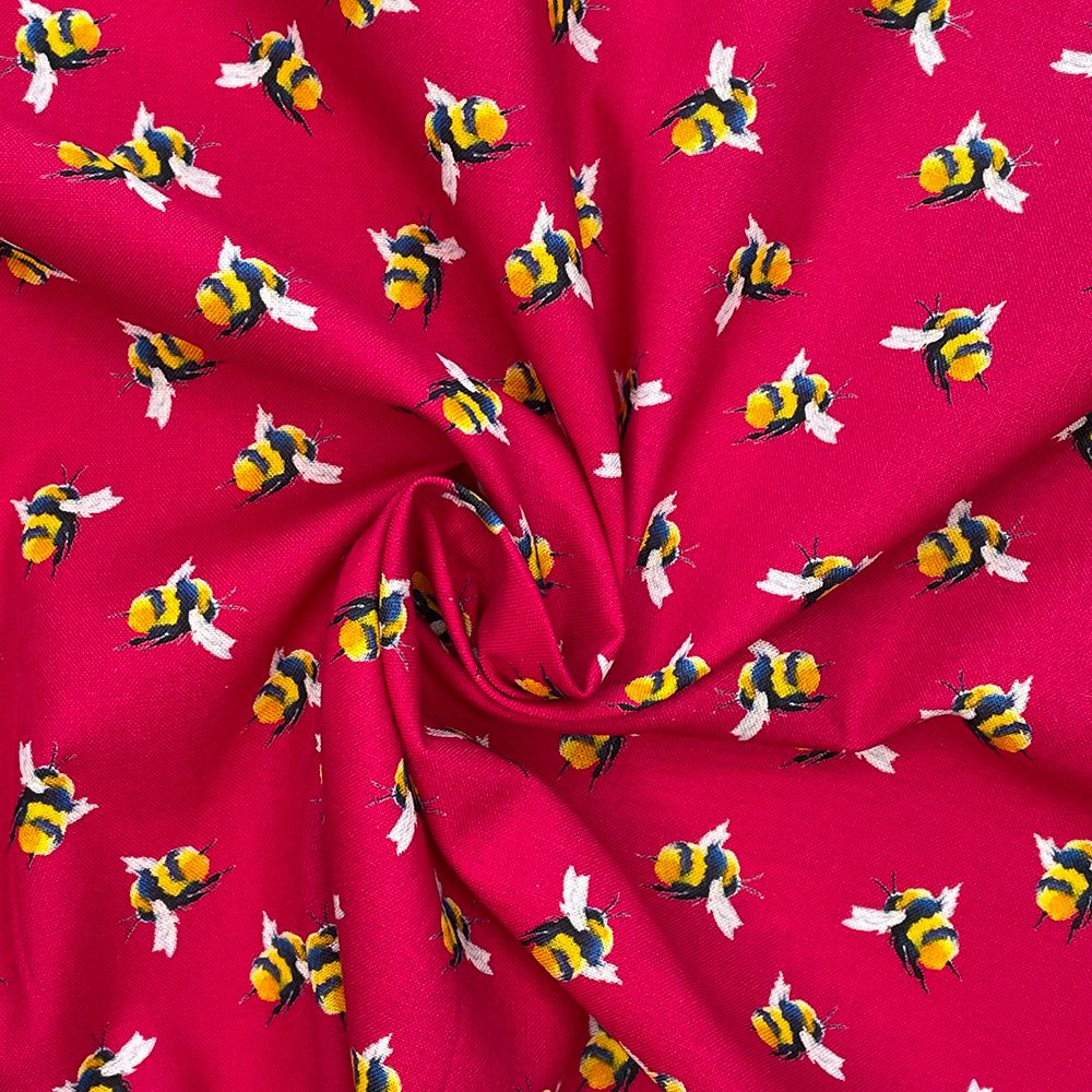 Bumblebee cerise, 140cms wide, 100% cotton, med weight from Chatham Glyn. S