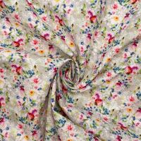 SMALL ROSES SILVER, 140cms wide, 100% cotton, med weight from Chatham Glyn. SPECIAL PRICE.