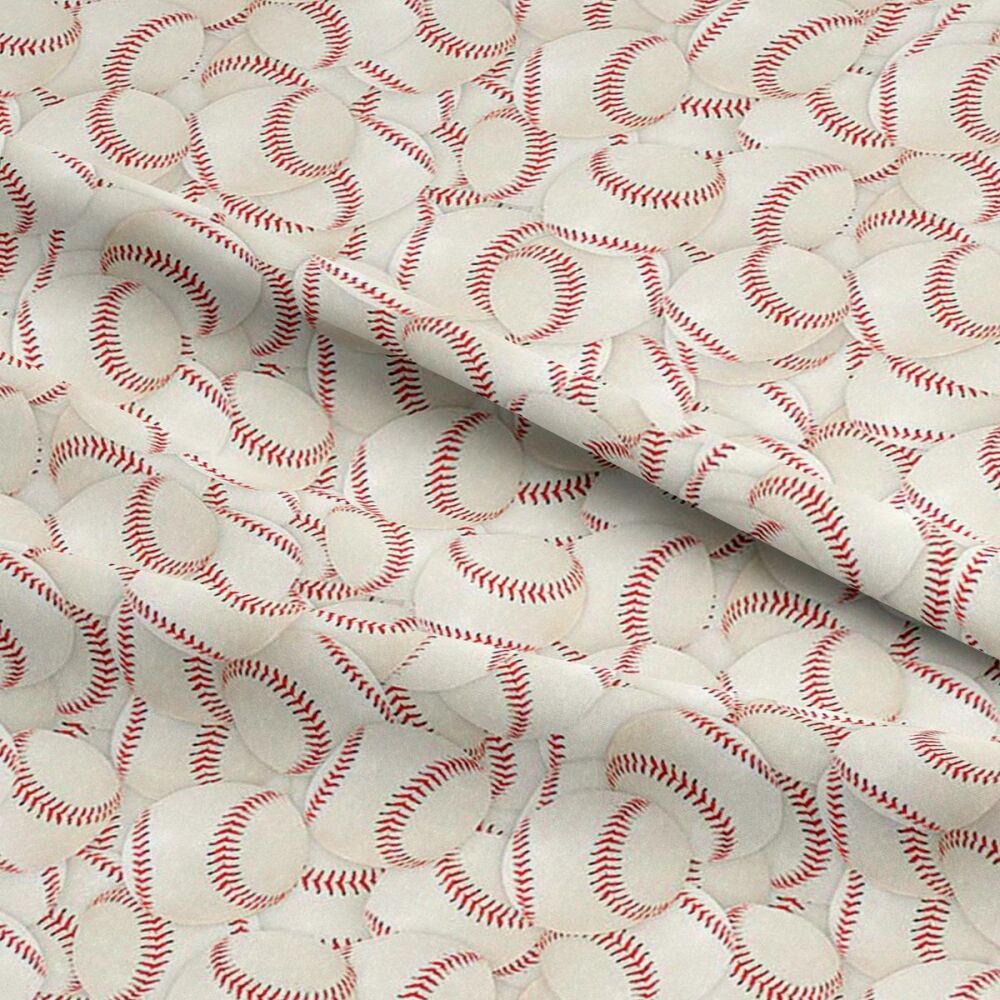 Baseballs, 140cms wide, 100% cotton, med weight from Chatham Glyn. SPECIAL 