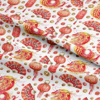 CHINESE NEW YEAR, 140cms wide, 100% cotton, med weight from Chatham Glyn. SPECIAL PRICE.