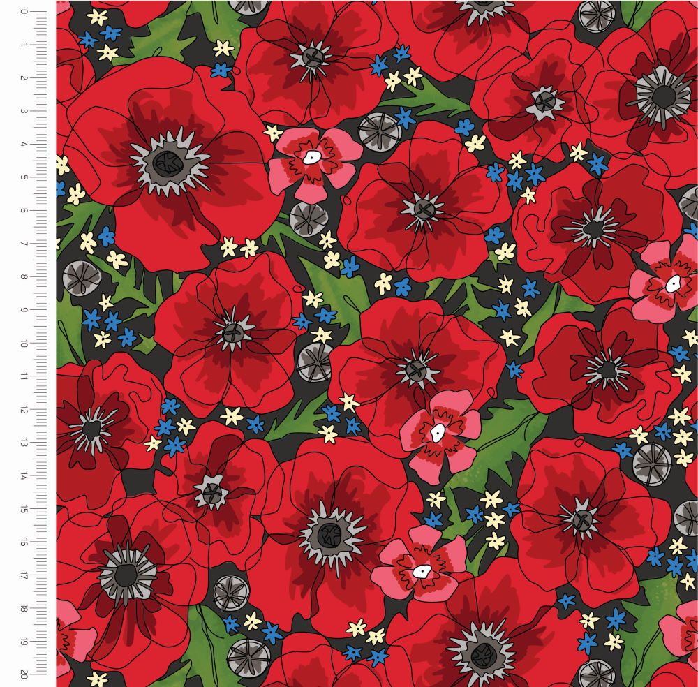 Crafty Lass Field of Dreams - Sweet William, organic 100% cotton REDUCED TO
