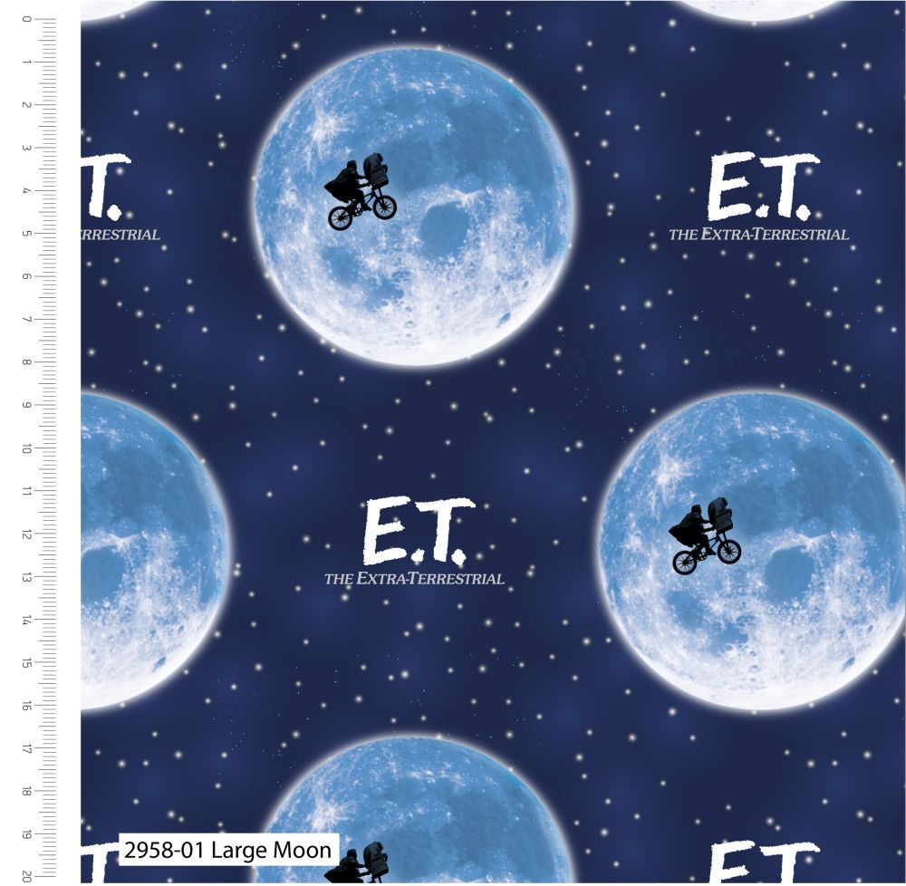 ET 40TH ANNIVERSARY Large Moon 100% cotton REDUCED TO CLEAR.