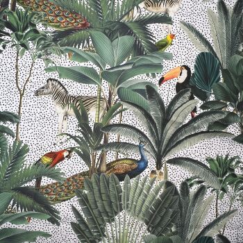 COD021 - Royal Palm Blanc Digitally Printed, Water Repellent , UV Resistant, PU Coated, Soft Handle