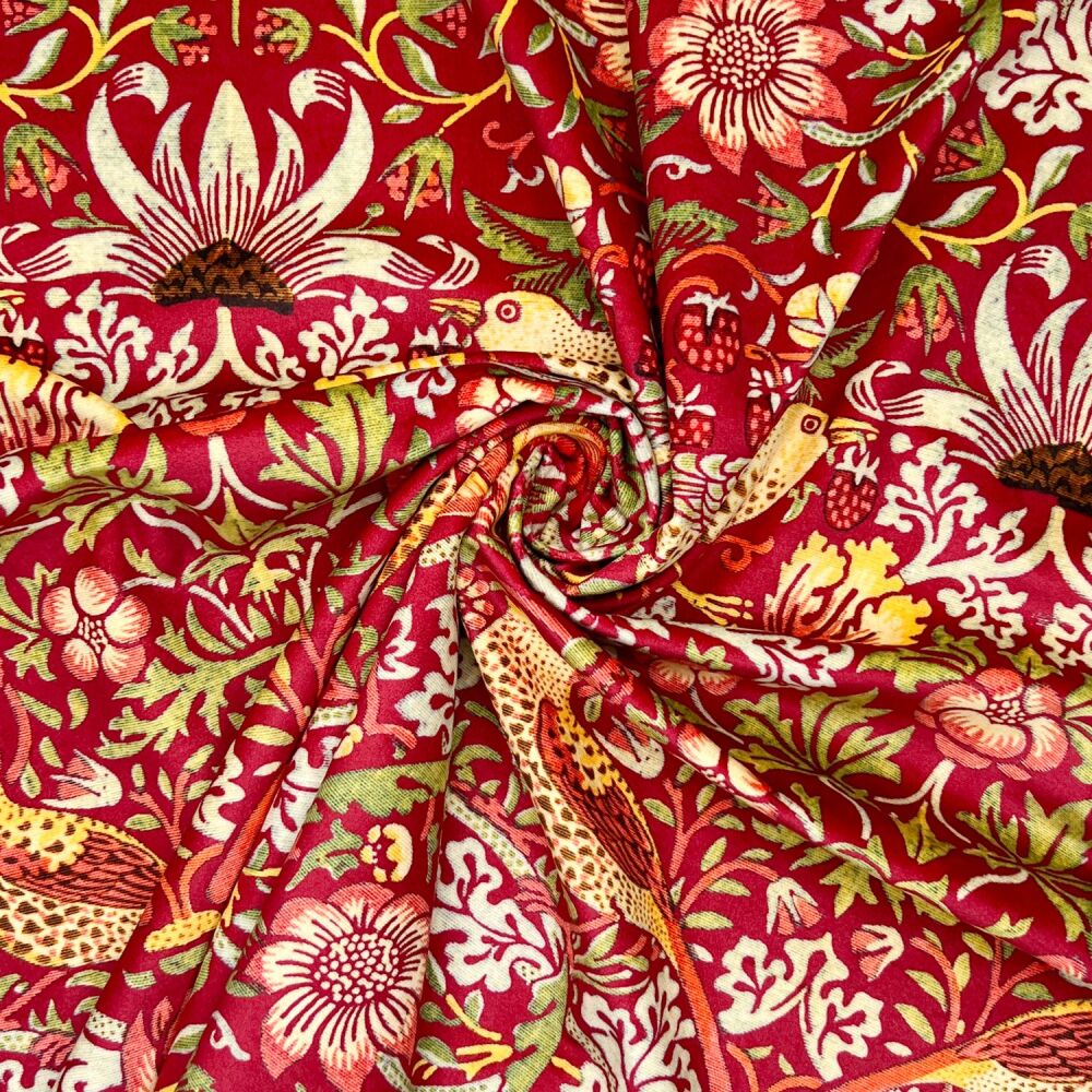 CVL058 - Strawberry Thief Wine Digitally printed, soft & durable Velvet fab