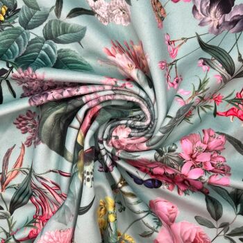 CVL052 - Shangri-La Eau De Nil Digitally printed, soft & durable Velvet fabric with a plush finish