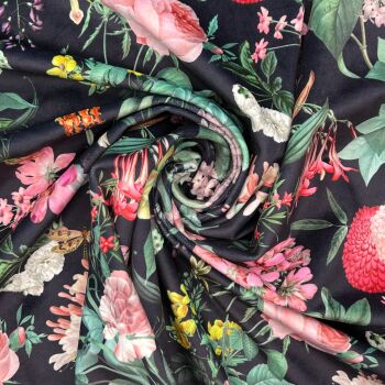 CVL051 - Shangri-La Jet Black Digitally printed, soft & durable Velvet fabric with a plush finish