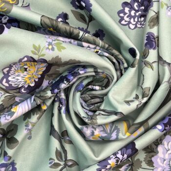 CVL050 - Magnolia China Blue Digitally printed, soft & durable Velvet fabric with a plush finish