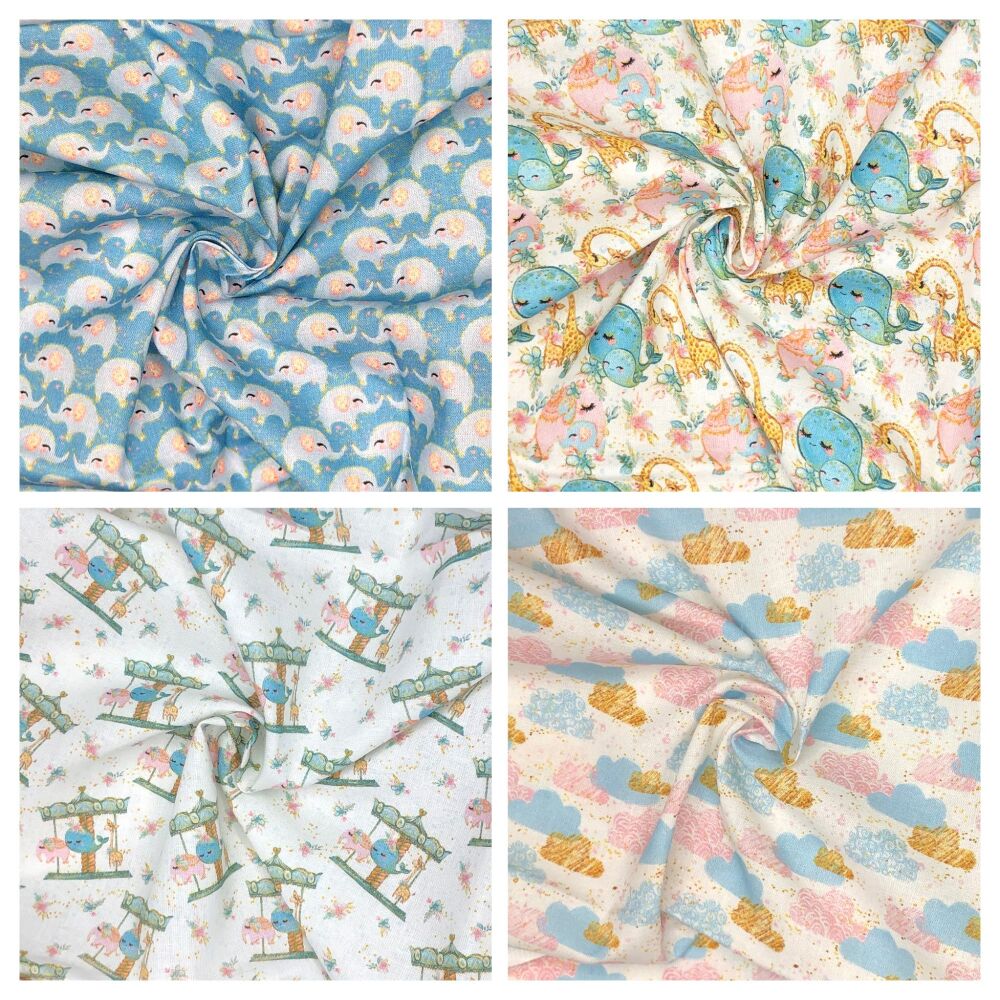 Harmony nursery range from Chatham Glyn Crafty Fabrics, 4 co-ord designs to