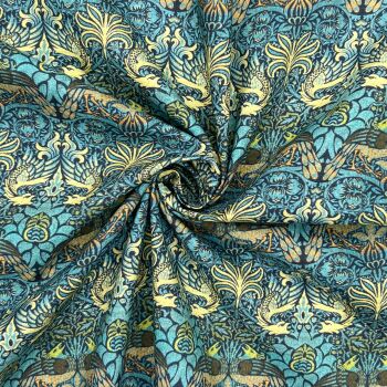 CPR003 - Peacock and Dragon Digitally Printed onto a Premium 200 Thread-Count Percale 100% Cotton Fabric